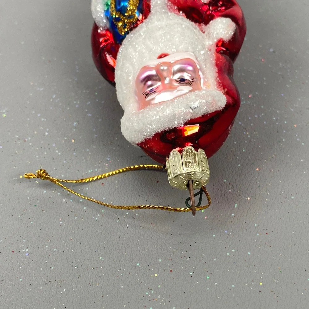 Old World Christmas Glass Ornaments Santa Claus and Gingerbread House Set of 2